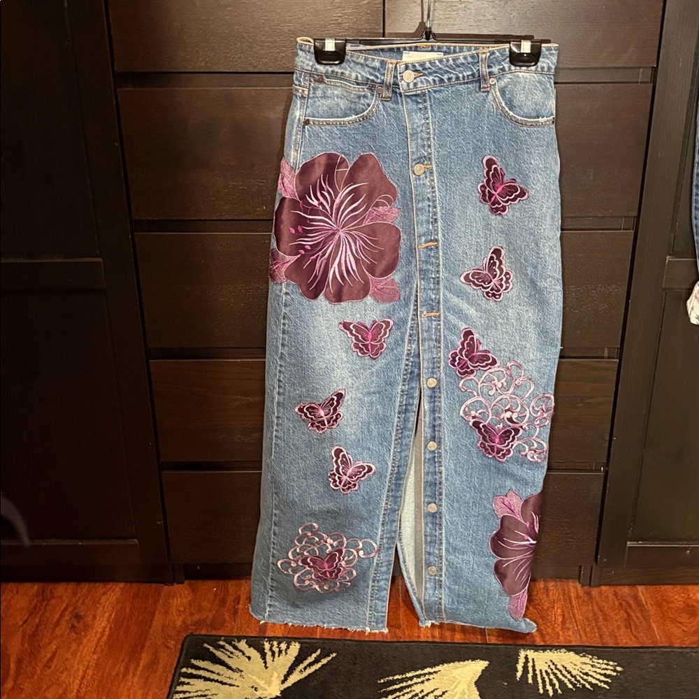 # 144 Hand crafted Appliquéd Maxi Skirt